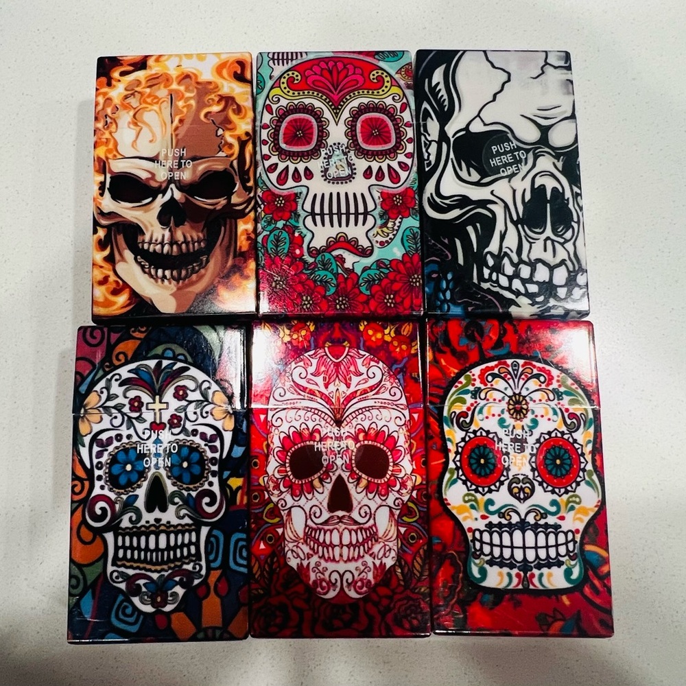 Colorful Sugar Skull Art cigarette cases